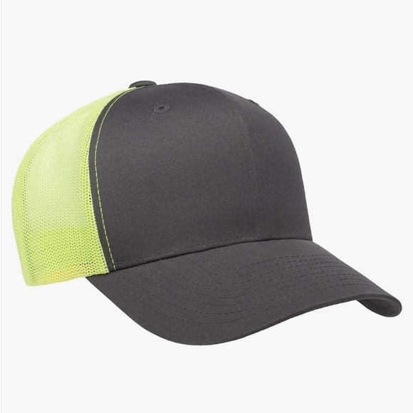 FREE GIFT W/PURCHASE OF $10+! Men’s Trucker Hat Charcoal with Neon Green Mesh - Picture 6 of 6